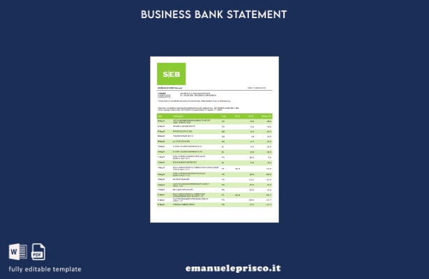 modello di estratto conto aziendale SEB Bank in stile verificato Modello Word e 